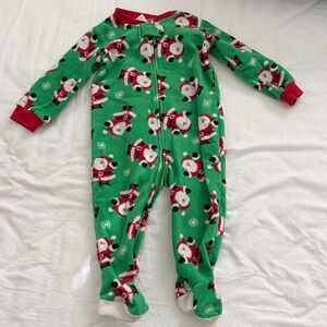 Absorba Green Santa Print Footed One-Piece Pajama 12 months